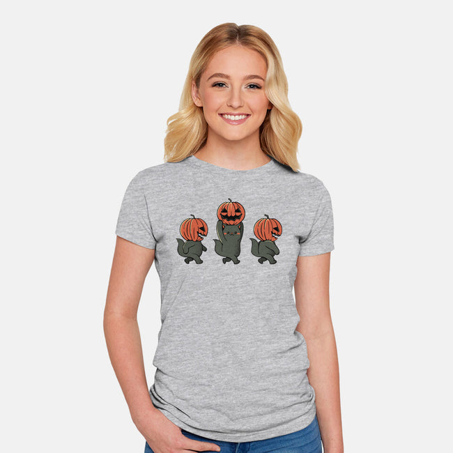 Halloween Pumpkin Kittens-Womens-Fitted-Tee-tobefonseca