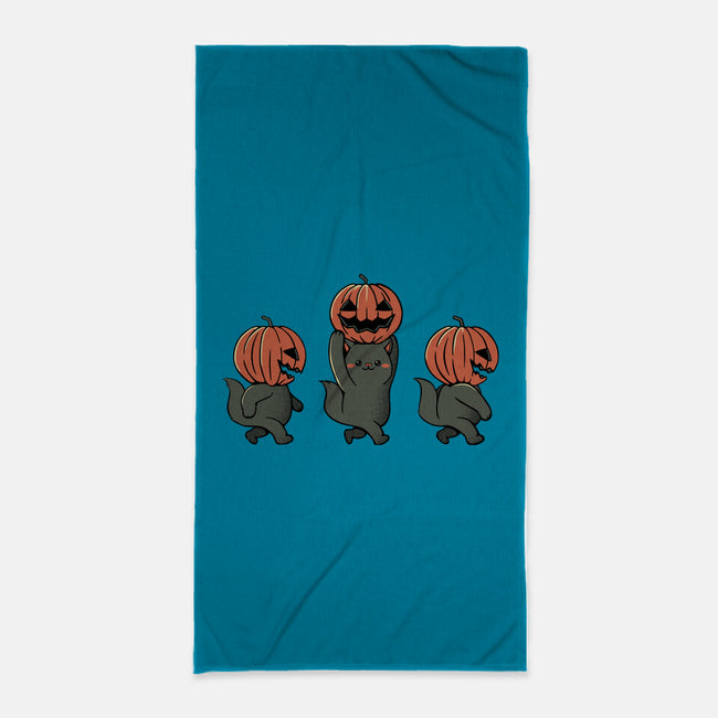 Halloween Pumpkin Kittens-None-Beach-Towel-tobefonseca