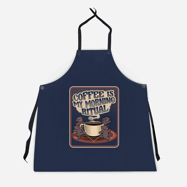 Coffee Morning Ritual Cats-Unisex-Kitchen-Apron-tobefonseca