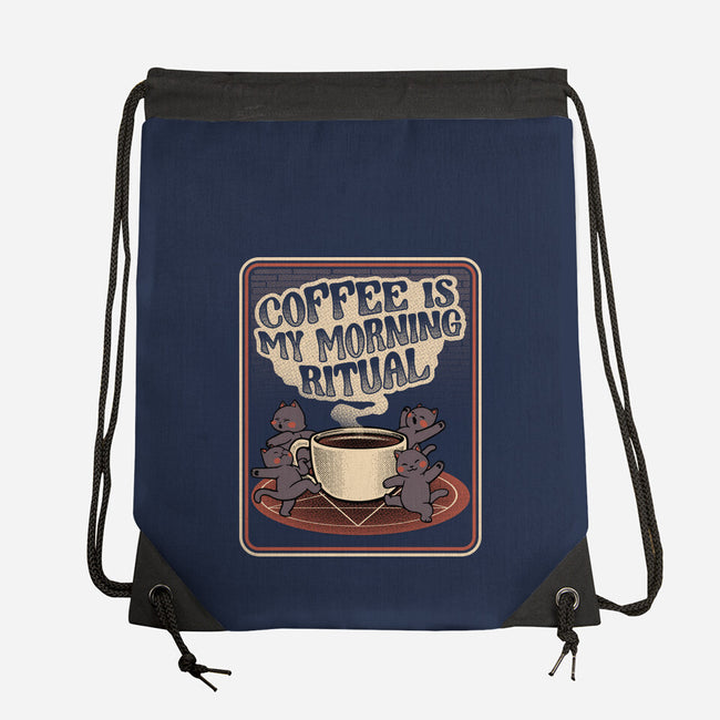 Coffee Morning Ritual Cats-None-Drawstring-Bag-tobefonseca