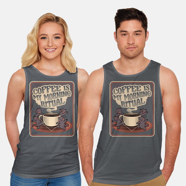 Coffee Morning Ritual Cats-Unisex-Basic-Tank-tobefonseca