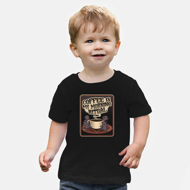 Coffee Morning Ritual Cats-Baby-Basic-Tee-tobefonseca