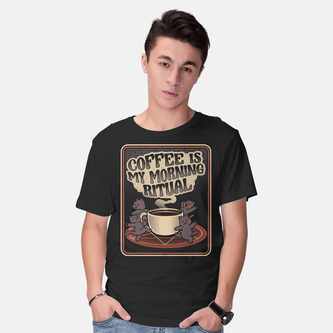 Coffee Morning Ritual Cats-Mens-Basic-Tee-tobefonseca