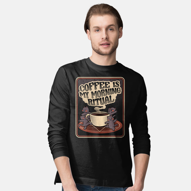 Coffee Morning Ritual Cats-Mens-Long Sleeved-Tee-tobefonseca