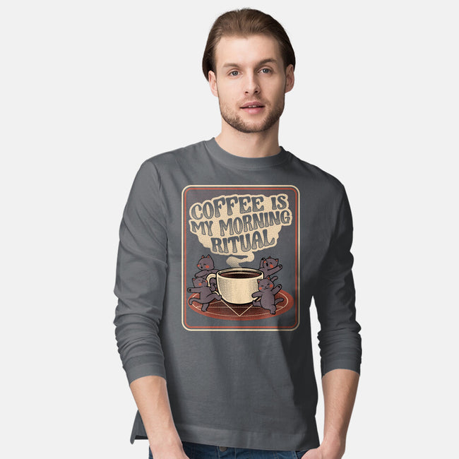 Coffee Morning Ritual Cats-Mens-Long Sleeved-Tee-tobefonseca