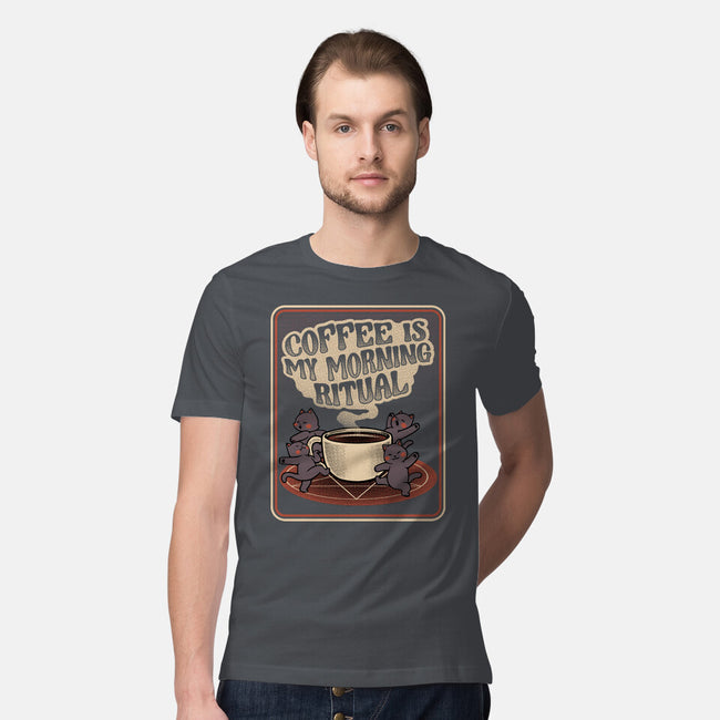 Coffee Morning Ritual Cats-Mens-Premium-Tee-tobefonseca