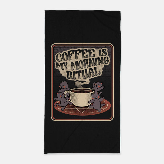 Coffee Morning Ritual Cats-None-Beach-Towel-tobefonseca