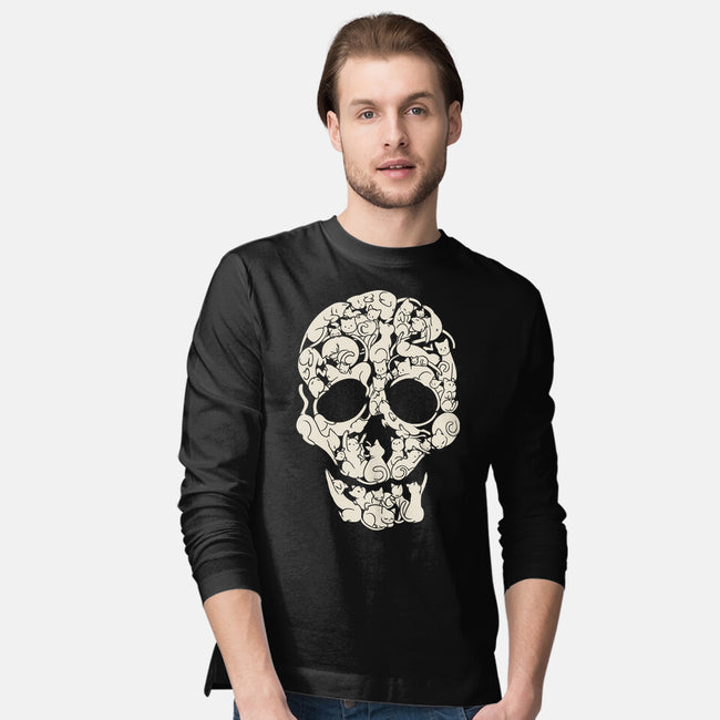 Cat Skeleton Skull-Mens-Long Sleeved-Tee-tobefonseca