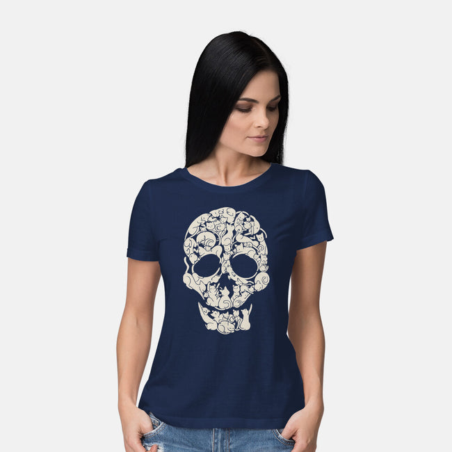 Cat Skeleton Skull-Womens-Basic-Tee-tobefonseca