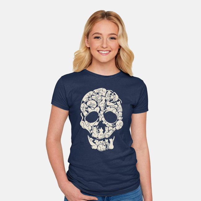 Cat Skeleton Skull-Womens-Fitted-Tee-tobefonseca