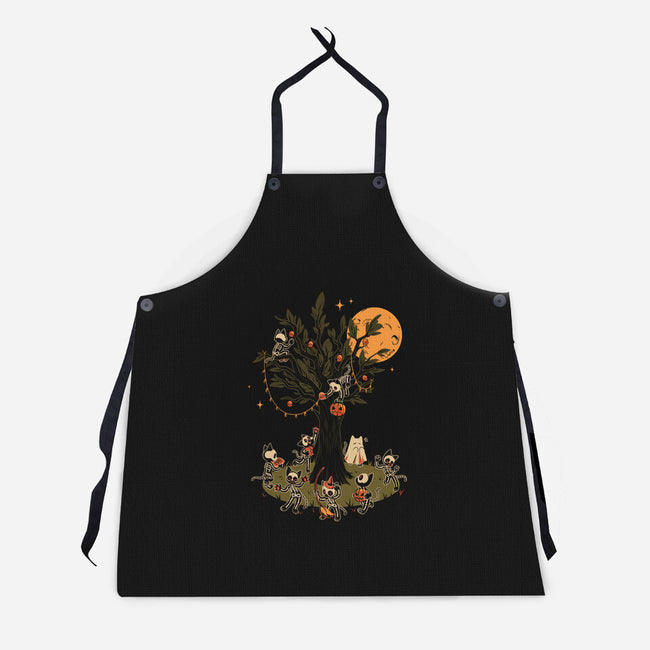 Black Cats Tree-Unisex-Kitchen-Apron-tobefonseca