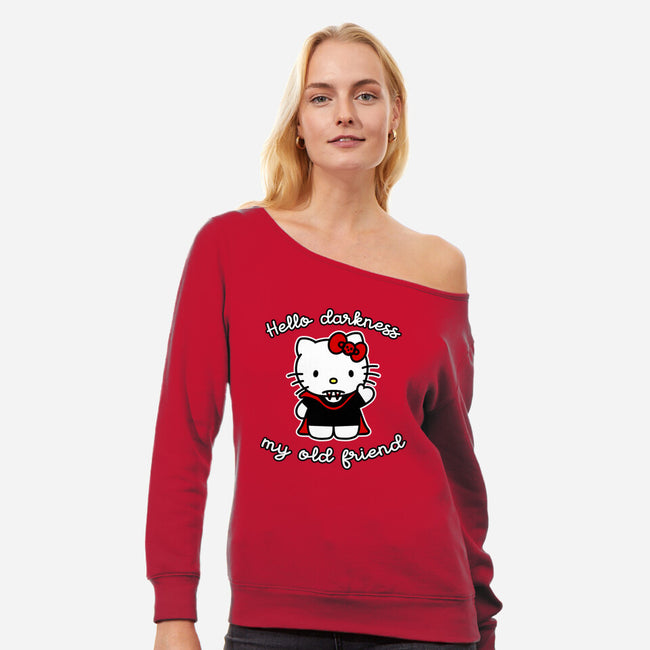 Hello Darkness My Old Friend-Womens-Off Shoulder-Sweatshirt-SubBass49