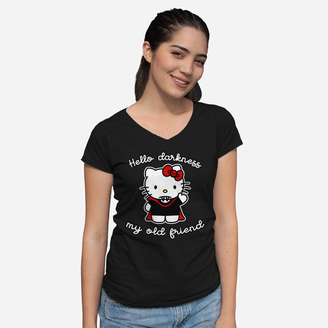 Hello Darkness My Old Friend-Womens-V-Neck-Tee-SubBass49