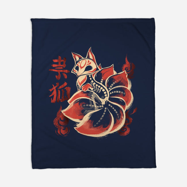 Ghost Kitsune-None-Fleece-Blanket-ricolaa