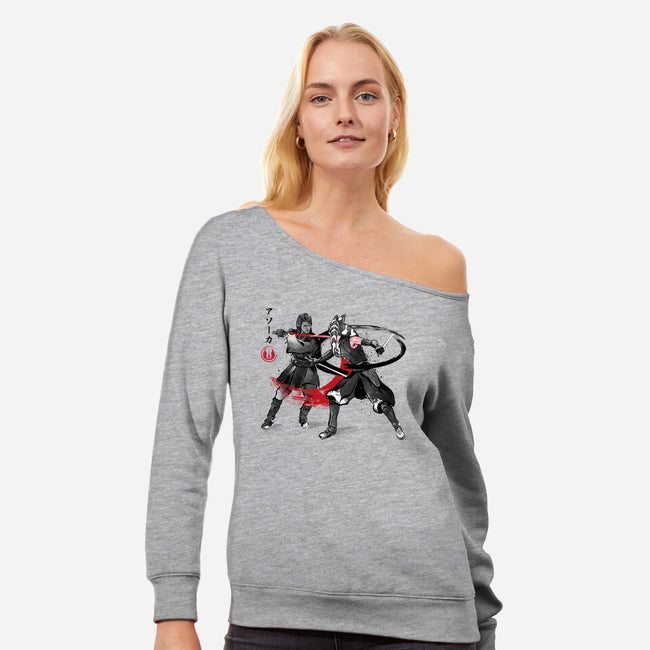 The Final Lesson Sumi-e-Womens-Off Shoulder-Sweatshirt-DrMonekers