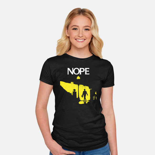 Possessed Nope-Womens-Fitted-Tee-rocketman_art