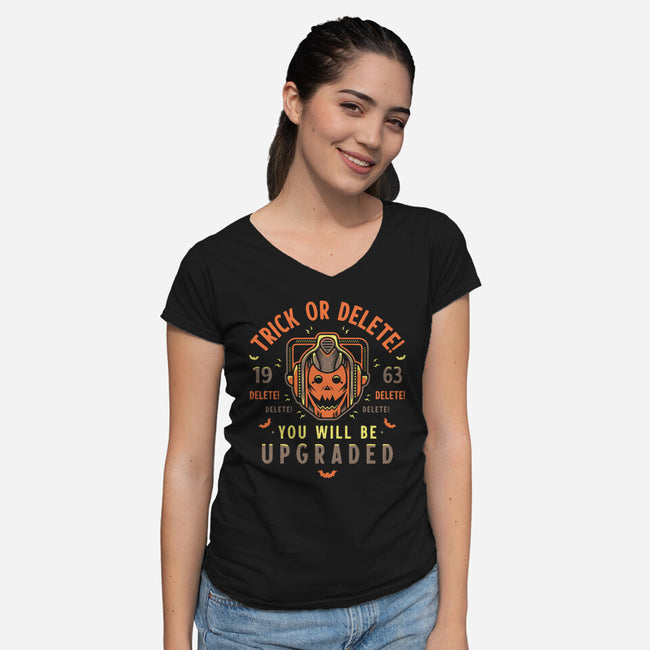 Trick Or Delete-Womens-V-Neck-Tee-Logozaste