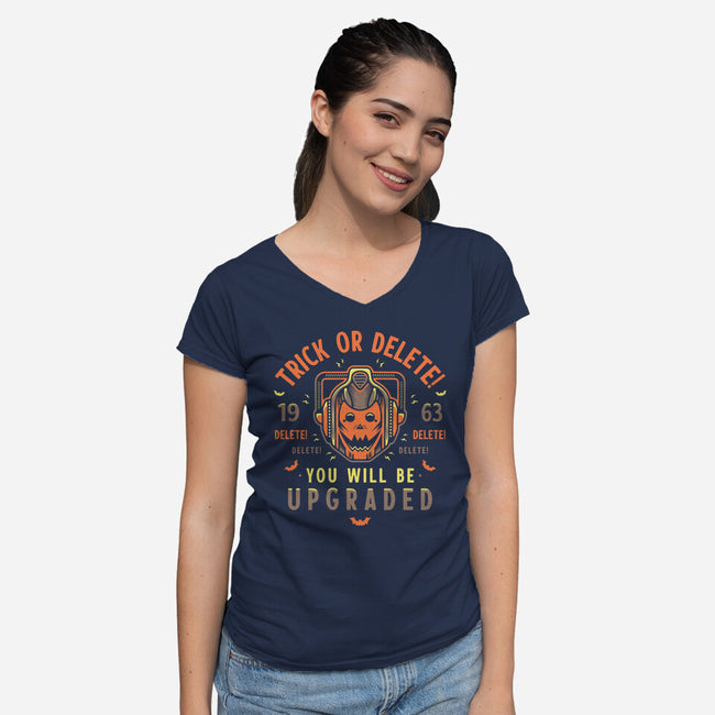 Trick Or Delete-Womens-V-Neck-Tee-Logozaste