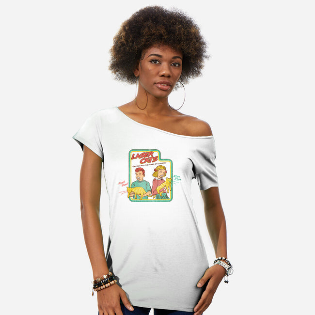 Laser Cats Destroy-Womens-Off Shoulder-Tee-hbdesign