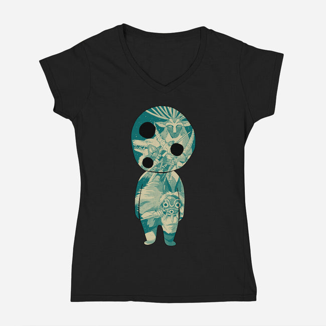 The Spirit Of The Forest-Womens-V-Neck-Tee-Hafaell