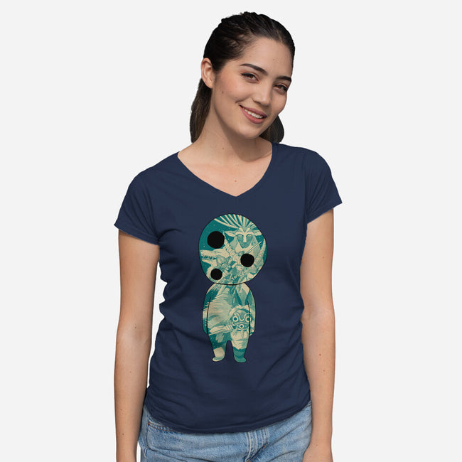 The Spirit Of The Forest-Womens-V-Neck-Tee-Hafaell