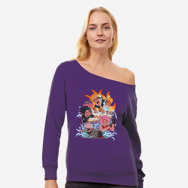 Naruto Battle-Womens-Off Shoulder-Sweatshirt-jacnicolauart