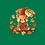 Red Panda Leaf Umbrella-None-Stretched-Canvas-NemiMakeit