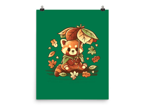 Red Panda Leaf Umbrella