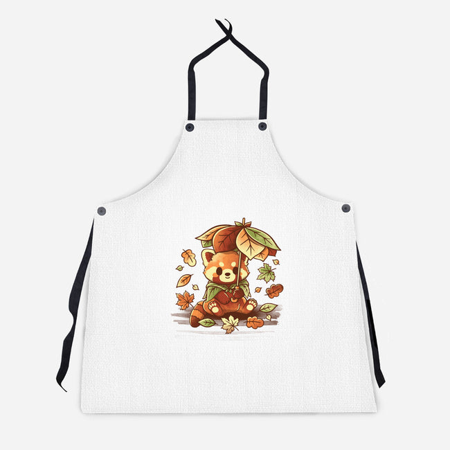 Red Panda Leaf Umbrella-Unisex-Kitchen-Apron-NemiMakeit