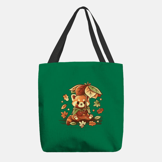 Red Panda Leaf Umbrella-None-Basic Tote-Bag-NemiMakeit