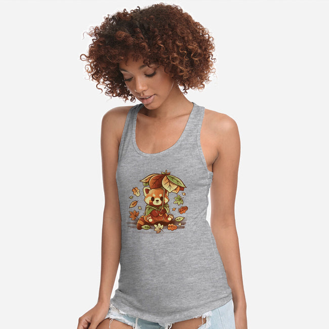 Red Panda Leaf Umbrella-Womens-Racerback-Tank-NemiMakeit