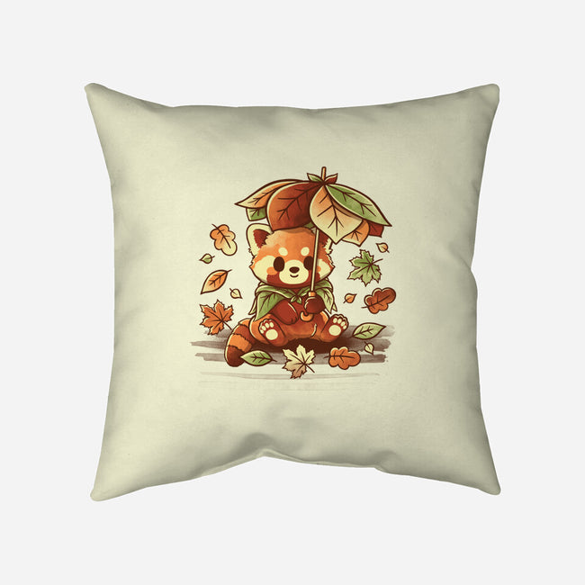 Red Panda Leaf Umbrella-None-Removable Cover-Throw Pillow-NemiMakeit