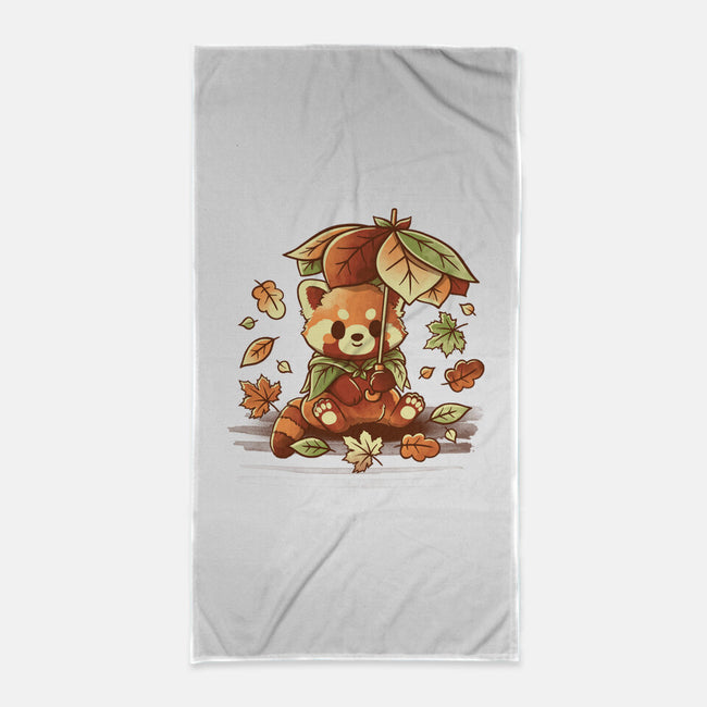 Red Panda Leaf Umbrella-None-Beach-Towel-NemiMakeit