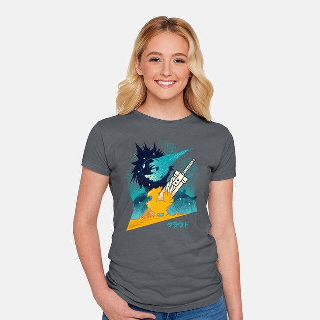 Cloud And Chocobo-Womens-Fitted-Tee-Logozaste