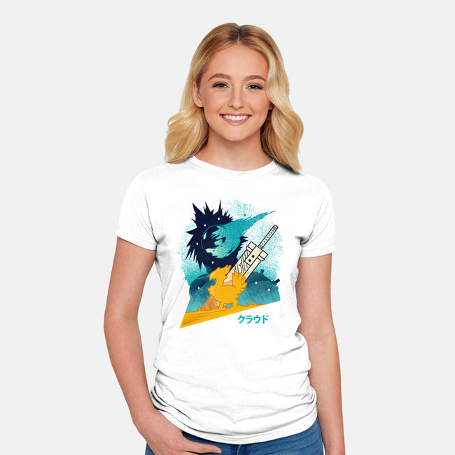 Cloud And Chocobo-Womens-Fitted-Tee-Logozaste