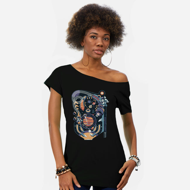 Pinball Space Machine-Womens-Off Shoulder-Tee-tobefonseca