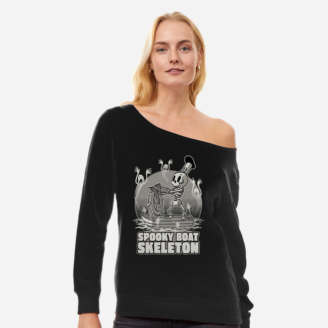 Spooky Boat Skeleton-Womens-Off Shoulder-Sweatshirt-Studio Mootant