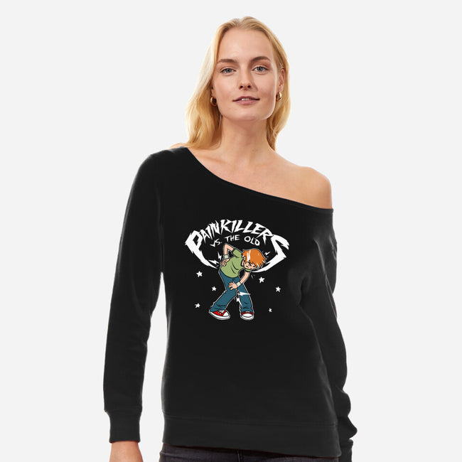 Painkillers Vs The Old-Womens-Off Shoulder-Sweatshirt-Studio Mootant