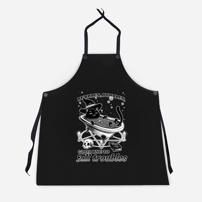 Bubble Bath Cat Witch-Unisex-Kitchen-Apron-Studio Mootant