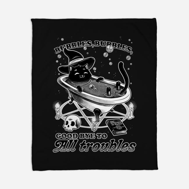 Bubble Bath Cat Witch-None-Fleece-Blanket-Studio Mootant