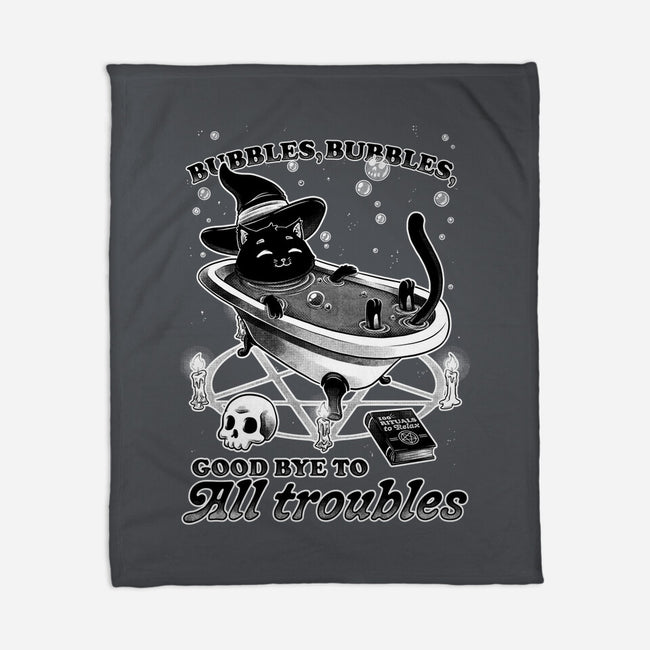 Bubble Bath Cat Witch-None-Fleece-Blanket-Studio Mootant