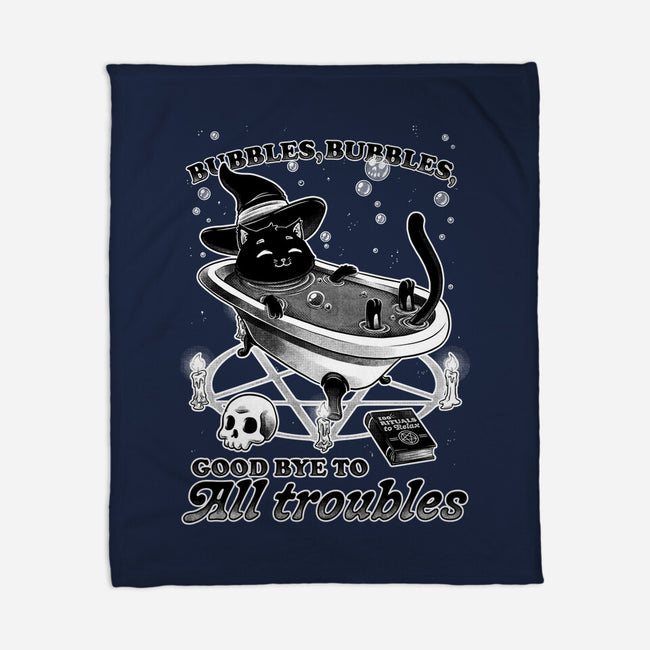 Bubble Bath Cat Witch-None-Fleece-Blanket-Studio Mootant