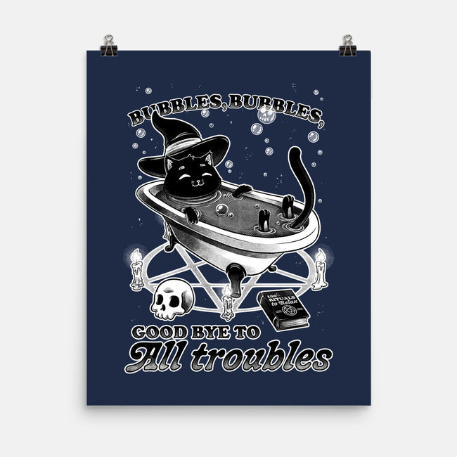 Bubble Bath Cat Witch-None-Matte-Poster-Studio Mootant