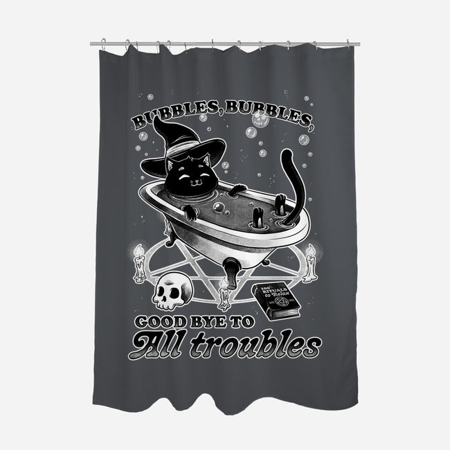 Bubble Bath Cat Witch-None-Polyester-Shower Curtain-Studio Mootant