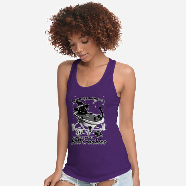 Bubble Bath Cat Witch-Womens-Racerback-Tank-Studio Mootant