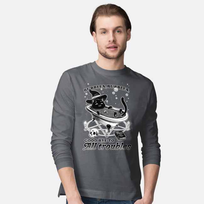 Bubble Bath Cat Witch-Mens-Long Sleeved-Tee-Studio Mootant