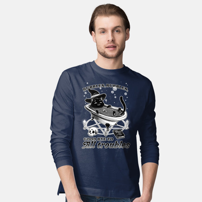 Bubble Bath Cat Witch-Mens-Long Sleeved-Tee-Studio Mootant