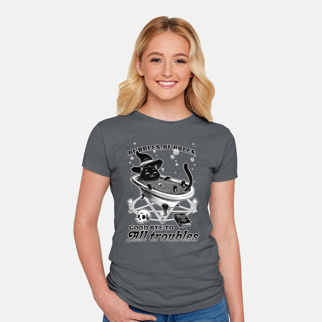 Bubble Bath Cat Witch-Womens-Fitted-Tee-Studio Mootant