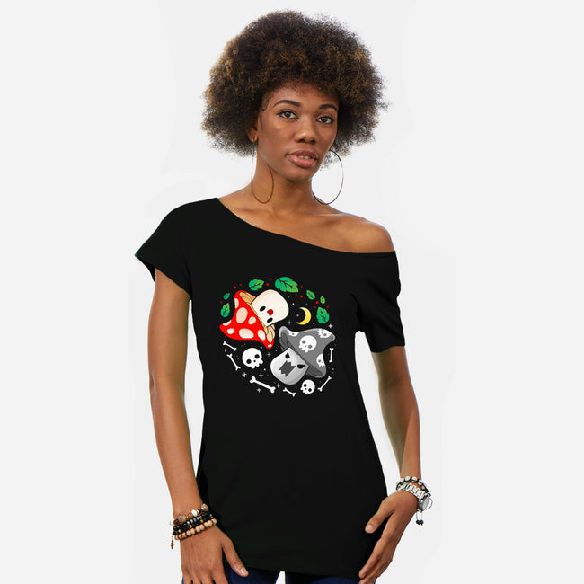 Dead Alive Mushrooms-Womens-Off Shoulder-Tee-Vallina84