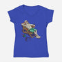 Mummy On Vacation-Womens-V-Neck-Tee-Ramos